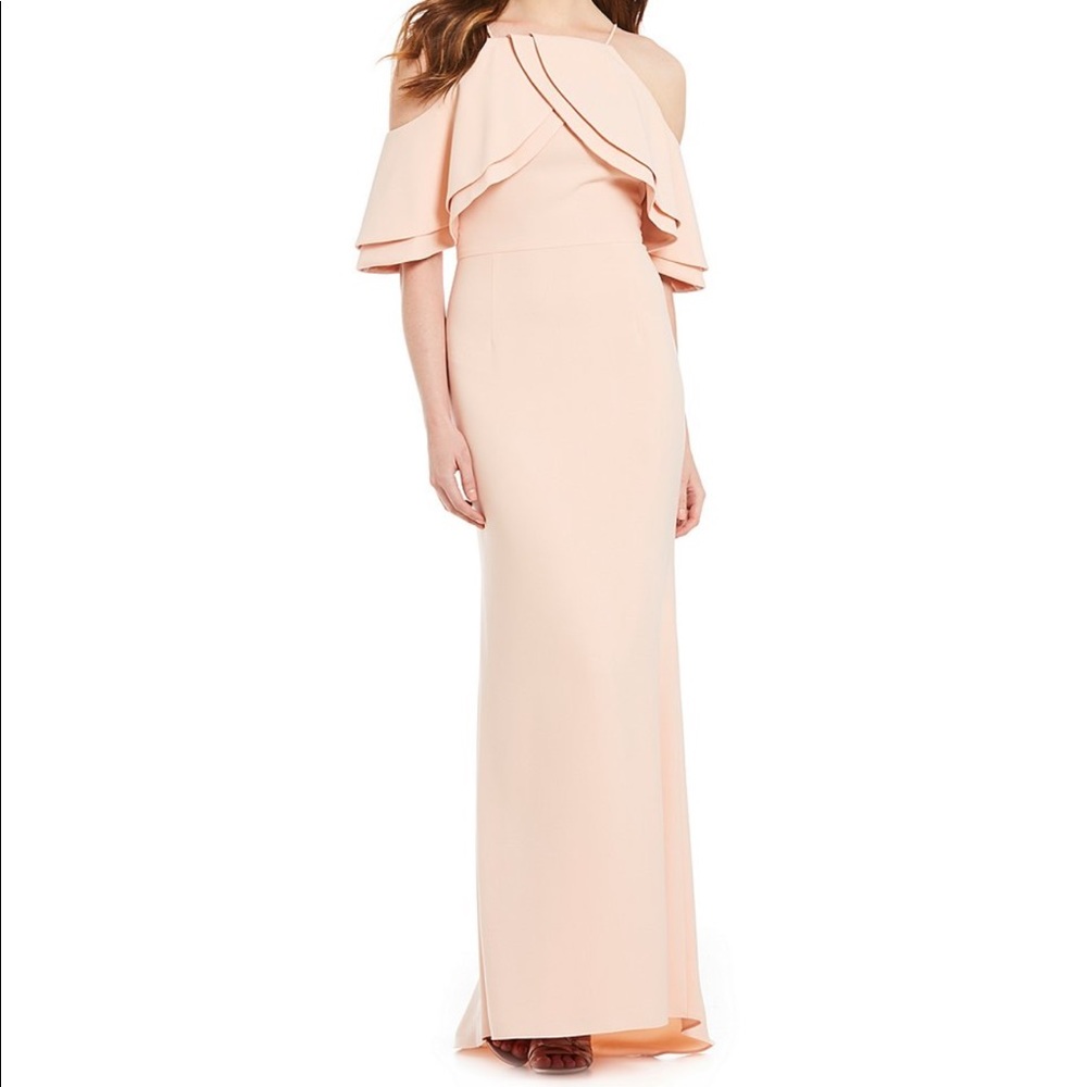 Eliza J Cold Should Ruffle Halter Gown